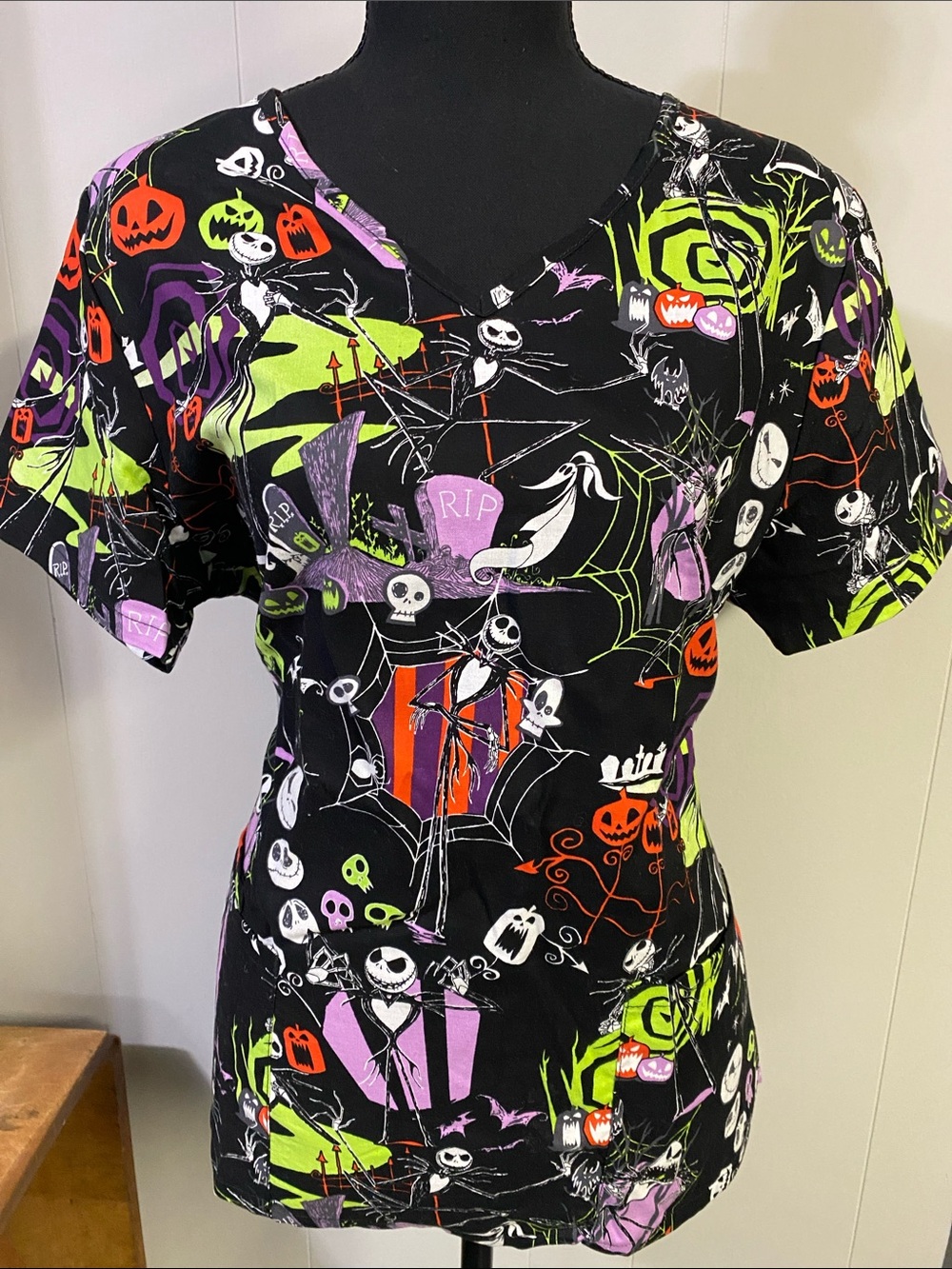 Disney Holiday Scrubs Top